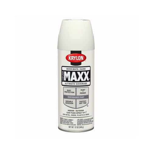Covermaxx Spray Paint & Primer, Gloss, Dover White, 12 oz., Krylon
