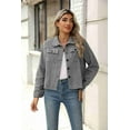 thumbnail image 5 of Zeagoo Shacket Women Cropped Flannel Plaid Button Down Jacket Houndstooth Casual Fall Fashion Coats, 5 of 6