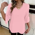 thumbnail image 6 of Cilsoka Ladies Tops and Blouses 3/4 Sleeve Summer Lightweight Tunic V-Neck Spring Work Shirts Dressy Office Business Casual Outfits, 6 of 7