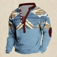 thumbnail image 5 of Xcmzpl Westerna Henley Shirts for Men Vintage Aztec Cow Print Pullover Tops Long Sleeve Button up V Neck T Shirts Ethnic Graphic Tees, 5 of 6