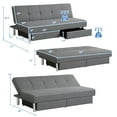 thumbnail image 2 of Costway Convertible Futon Sofa Bed Adjustable Couch Sleeper w/ Two Drawers Grey, 2 of 10