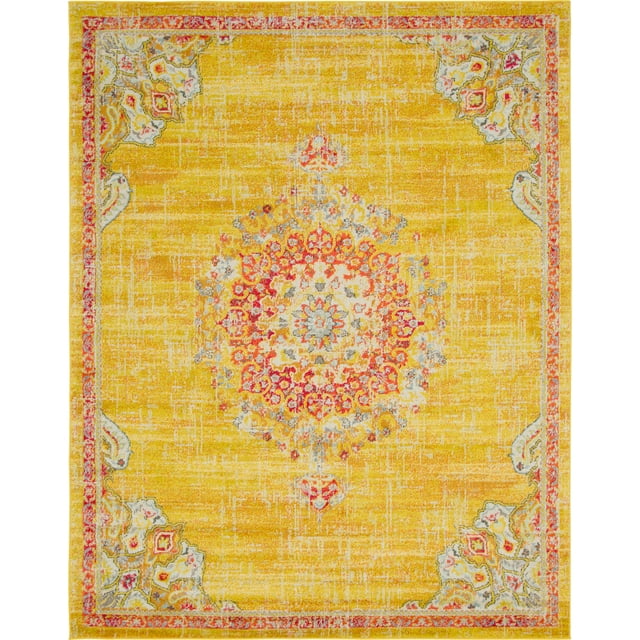 Unique Loom Penrose Collection Traditional Vintage Distressed Area Rug, 8 x 10 Feet, Gold/Red