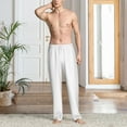 thumbnail image 5 of Uemuo White Pattern Men's Wide Leg Palazzo Lounge Pants with Pockets Light Weight Loose Comfy Casual Pajama Pants-X-Large, 5 of 9