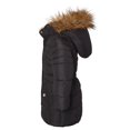 thumbnail image 6 of Girls Fleece Lined Quilted Midlength Winter Puffer Jacket Zip-Off Sherpa Hood - Black (5/6), 6 of 7