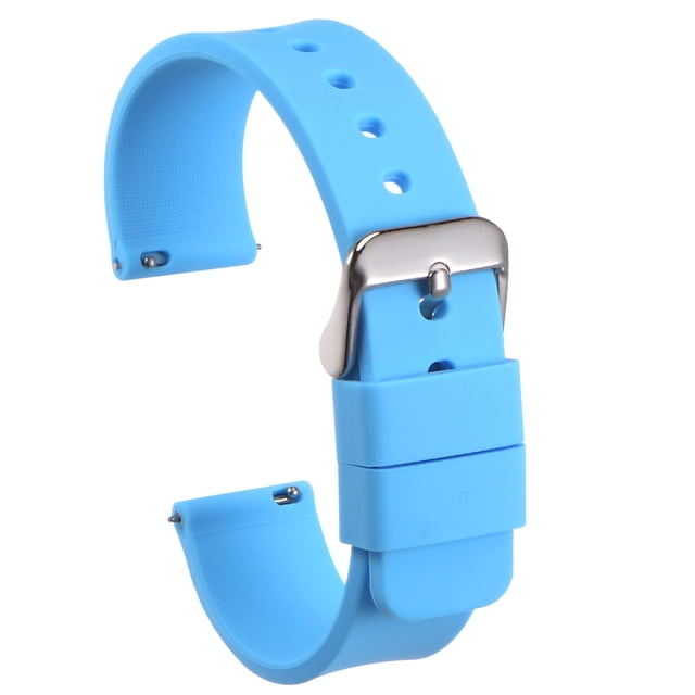 Uxcell Silicone Watch Band Quick Release Soft Rubber Watch Strap Light Blue/Silver 14mm
