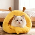 thumbnail image 6 of Cat Sleeping Bag Bed with Fleece Warm Enclosed Tunnel Design, Honeybee Cozy Hideaway Nest for Small Cats and Kittens (Yellow, 19.7 x 11.8 in), 6 of 7