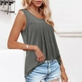 thumbnail image 5 of Njoeus Solid Color Tank Tops Women's Tunic Pleated Sleeveless Tank Casual Loose Round Neck Tops Tank Top, 5 of 8