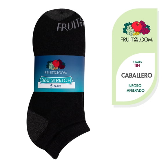Tin Fruit Of The Loom para Hombre, Afelpado con Talones a Contraste Negro 5 Piezas Unitalla
