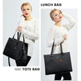 thumbnail image 7 of CNV Lunch Tote Bag for Women, 15.6 Inch Laptop Bag with Insulated Lunch Compartment, Quilted Large Capacity Computer Handbag with Purse for Business, Work, Nurse, Office, Collage, Casual, Black, 7 of 7