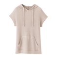 thumbnail image 5 of UYISJ Womens Summer Oversized Shirts 2024 Trendy Short Sleeve Waffle Knit Side Slit Tunic Loose Fit Tops with Pockets Casual Blouse, 5 of 5