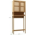thumbnail image 4 of Toilet Storage Rack,Bamboo Toilet Storage Cabinet,Storage Rack Above Toilet with Door,Independent Bathroom Organizer with Adjustable Shelf,Natural, 4 of 9
