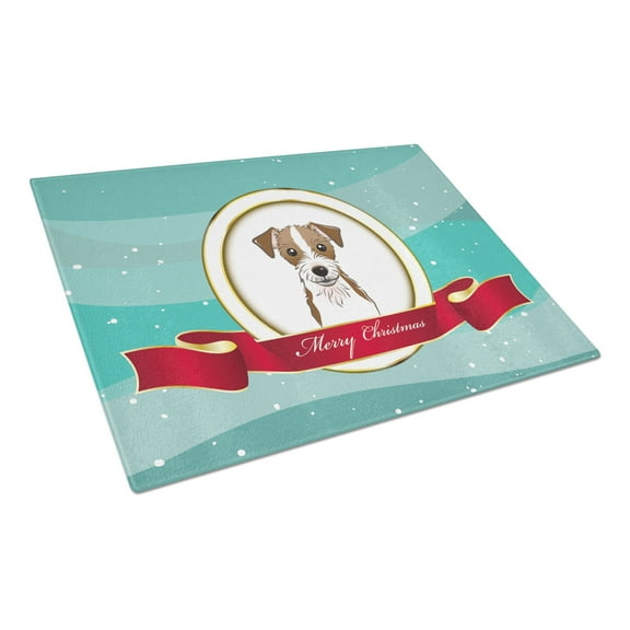 Caroline's Treasures Jack Russell Terrier Merry Christmas Glass Cutting Board Large