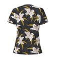 thumbnail image 4 of Naloa Lilies Flowers Print T-Shirts Short Sleeve V Neck Tees for Women Fashion Tops Trendy Lightweight Soft Casual Summer Outfits Clothes, 4 of 5