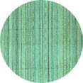 thumbnail image 1 of Ahgly Company Machine Washable Indoor Round Abstract Turquoise Blue Modern Area Rugs, 7' Round, 1 of 4