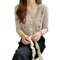 thumbnail image 4 of Cardigan Décontracté pour Femmes Y2k Manches Longues Broderie Florale Haut Court Ample, 4 of 6