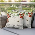 thumbnail image 4 of Live Love Laugh Pillow Covers 2 Pack Summer Strawberry Flower Bee Pillowcase Waterproof Outdoor Throw Pillow Cover for Patio Garden Square Cushion 24”x24”, 4 of 9