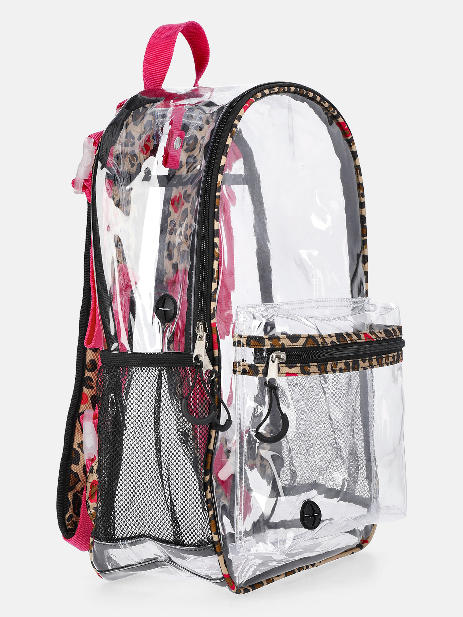 Mochila adaptativa transparente para niños, 17", Love Leopard 3