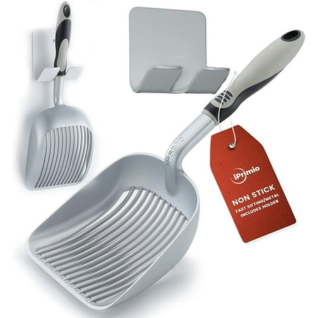 UPC: 0850466004827 | iPrimio XL Cat Litter Sifter with Deep Shovel Patented Silver Poop Scooper with Solid Handle – Made up of Non Stick Plated Solid Aluminum