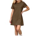 thumbnail image 2 of Auroural Girls Customized Customers Short Sleeve T Shirt Dress Casual Crew Short Sleeve Round-Neck Dress Kids, 2 of 9