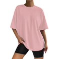 thumbnail image 1 of MPWEGNP T-Shirt Ample à Manches Courtes Col Rond pour Femmes Été Décontracté T-Shirt Rose TG, 1 of 3