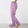 thumbnail image 4 of KHONTS Women's Plush Footed Pajama Pants Comfy Soft Winter Casual Home Trousers Purple XL, 4 of 5