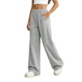 thumbnail image 3 of StSilkitty Loose Sweatpants for Boys Girls Solid Color High Waist Elastic Drawstring Wide Leg Jogger Trousers with Pockets, 3 of 9
