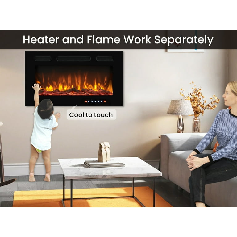 Alice 30 Electric Fireplace Inserts Recessed, Wall Mounted Fireplace LED  Fireplace Heater with 12 Flame Colors, Touch Screen, Remote Control, Timer,  Logset u0026 Crystal Stones 500W/1500W - 30 inches - Walmart.com
