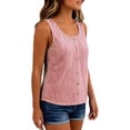 thumbnail image 6 of Stripe Tank Top for Women Crew Neck Sleeveless Loose Fit Button up Casual Tee Shirts Summer Fashion Tunic Tops Blouse Red, 6 of 7