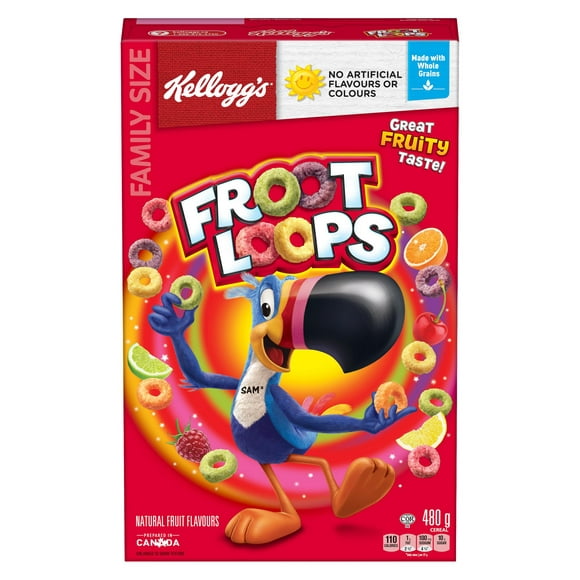 Kellogg's Froot Loops Cereal Family Size 480g, 480g