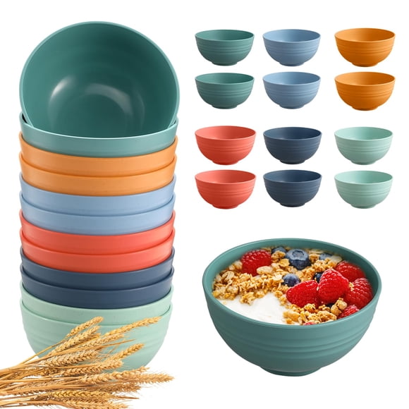 Juego de tazones para cereales HEYCOME, pajitas de trigo irrompibles, 750 ml, 12 unidades