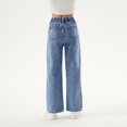 thumbnail image 5 of XIYNBAOK Buckle Jeans Loose Jeans Black Ripped Jeans Yoga Pants with Pockets Clothes Girls 10-12 10 Year Old Girl Clothes 10, Blue 8-9 Years, 5 of 9