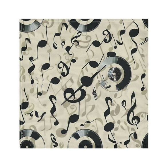 JSTEL Music Notes Record Cloth Napkins Set of 4, 20x20 Inch Washable and Reusable Napkin for Decoupage Dinner Party Everyday Use