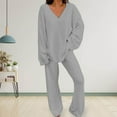 thumbnail image 3 of 2 Pcs/Set Women's Fuzzy Lounge Casual Pajamas Sets Long Sleeve Fleece Pullover and Pants Set 2 Piece Fluffy Loungewear Sleepwear, 3 of 7