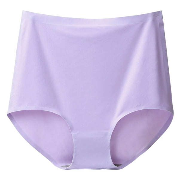 Female Panties Plus Size Ultra High Waist Solid Color Briefs Ice Silk ...