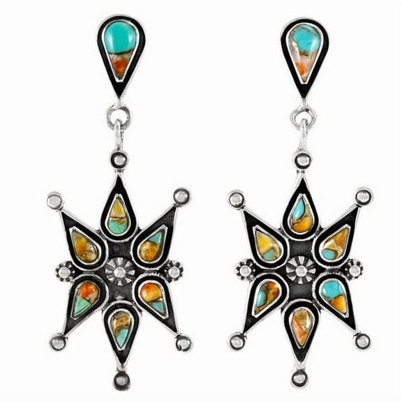 Spiny Turquoise Jewelry Earrings for Women Sterling Silver 925 | Turquoise Network | E1437-SM-C89