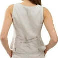 thumbnail image 4 of Amazhiyu Womens Pure Linen Sleeveless Button Down V Neck Crop Top Summer Vest Waistcoat, 4 of 6