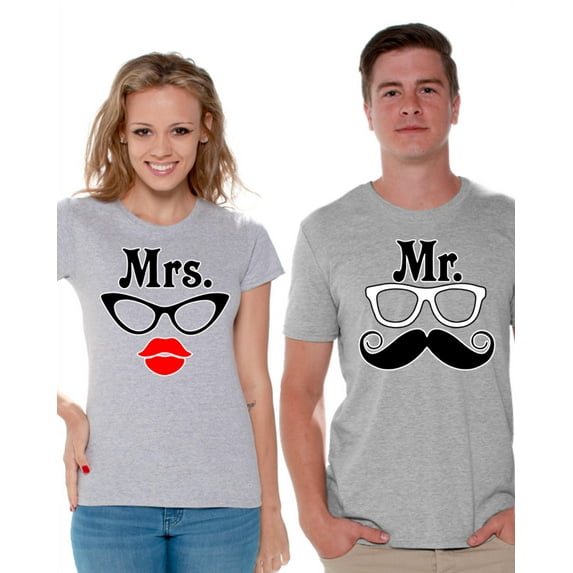 Awkward Styles Couples Shirts Matching Couple Shirts Mr. and Mrs. T-shirts for Couples Anniversary Gifts for Couples Mrs Glasses and Mr Mustache Funny Couple Shirts Valentine Gifts for Couples
