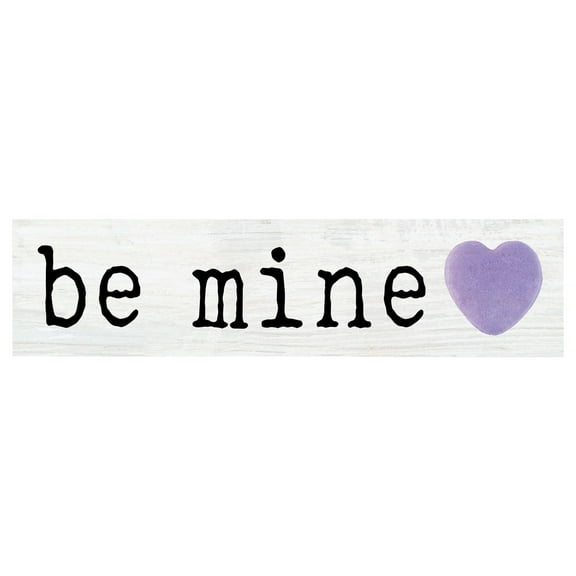 Be Mine Purple Heart 6 x 1.5 Pine Wood Valentine's Little Toothpick Sign