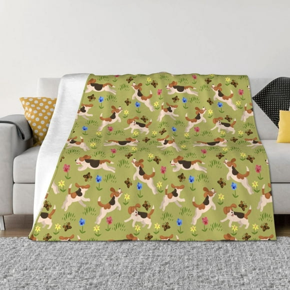 Honeii Couverture en Flanelle Imprimé Beagle, Décoration Maison Polyvalente comme Literie Adaptée à Toutes les Saisons-60"x50 Pouces