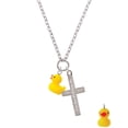 thumbnail image 2 of Delight Jewelry Resin Yellow Ducky Everlasting Love Engraved Cross Zoey Necklace, 28", 2 of 4