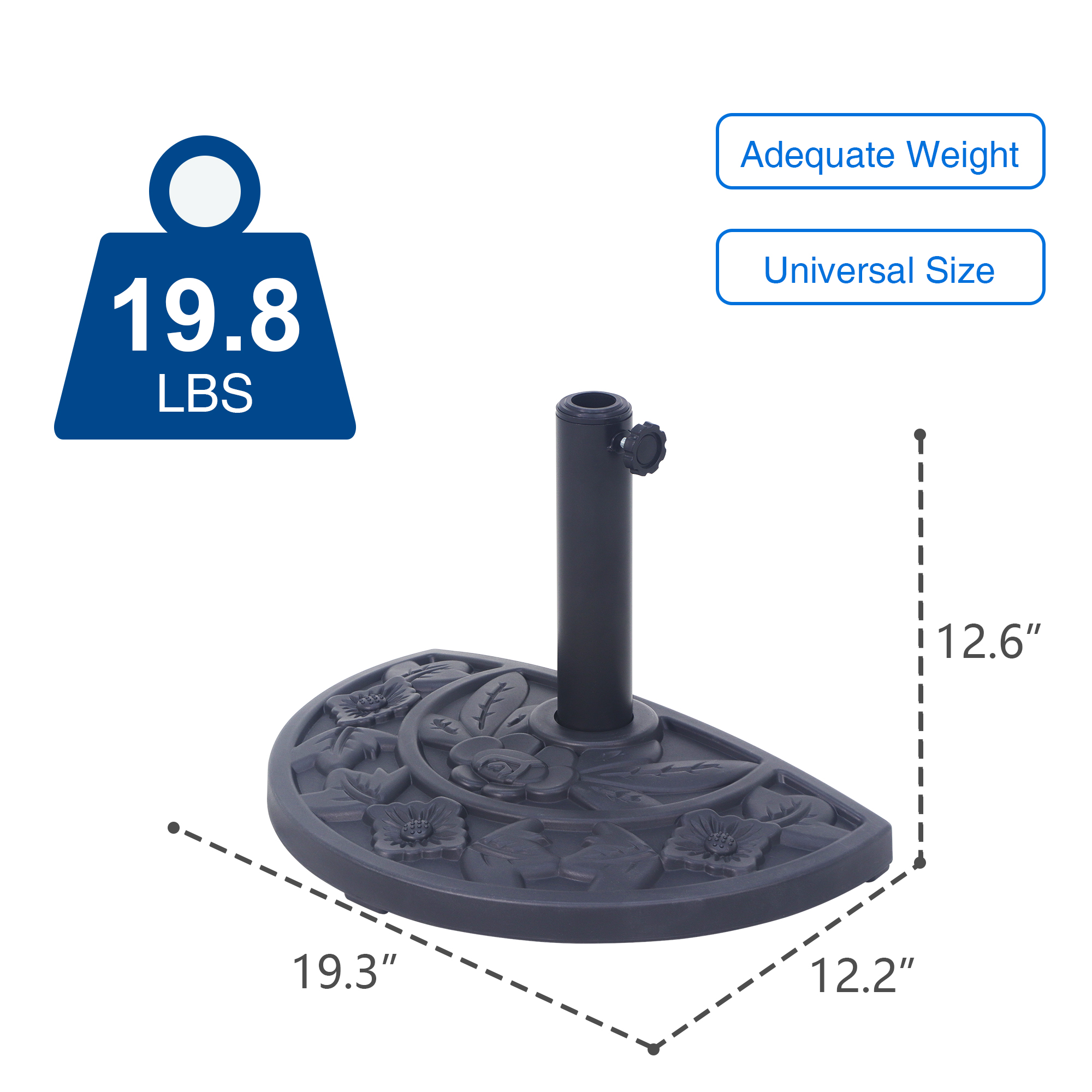 Abble Half Round Resin Outdoor Patio Umbrella Base Stand 20 Lbs