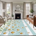thumbnail image 2 of Area Rug 72×108in, Summer Daisy Green Plant Floor Carpet Living Room Rug, Blooms Flower Blue Stripe Non-Slip Welcome Mat Indoor Rugs for Bedroom Dining Room, 2 of 9