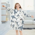 thumbnail image 5 of Wearable Blanket with Sleeves and Pocket Oversized Hooded Sweatshirt 3-14 YR Blue Shark with White Belly M, 5 of 7