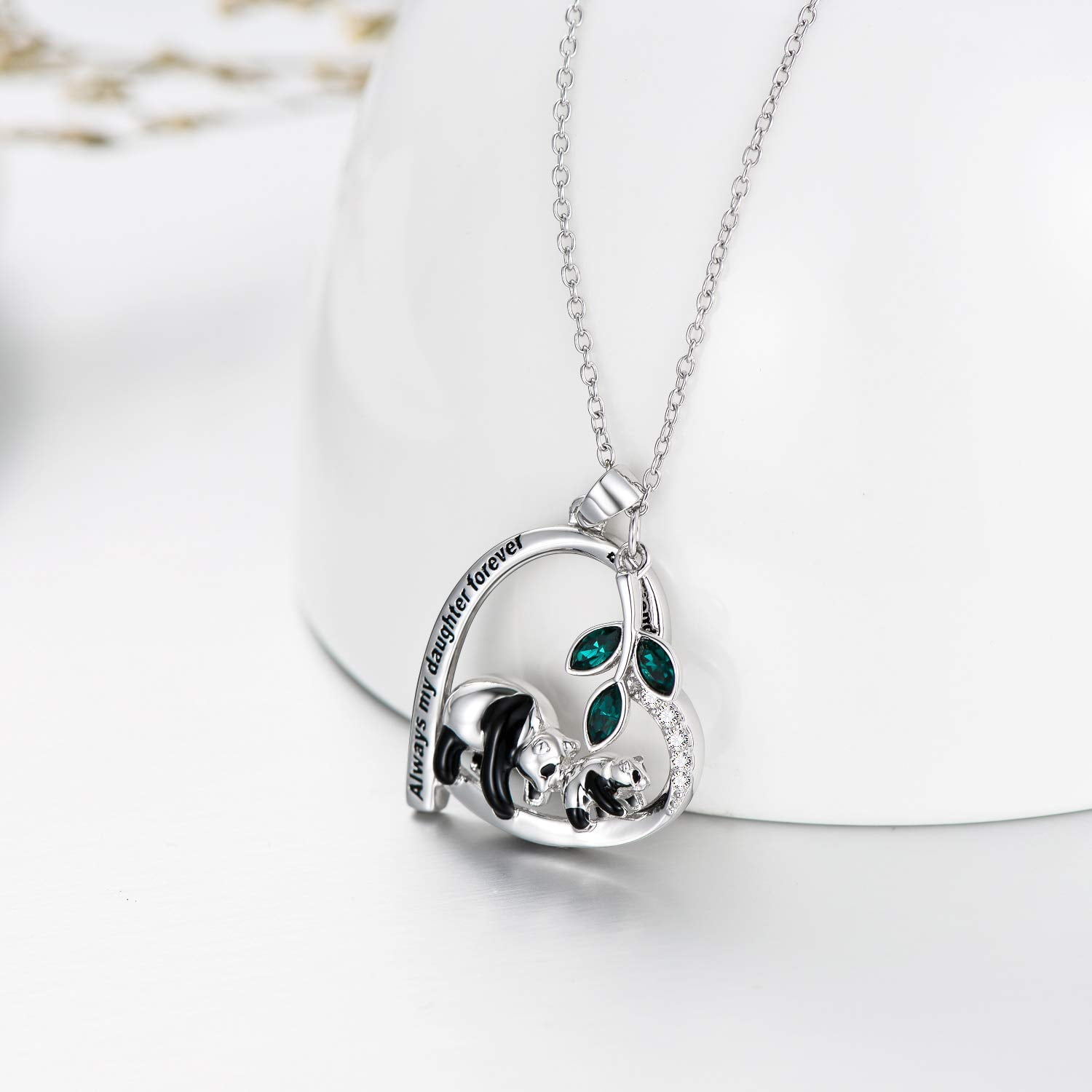 Panda Necklace Sterling Silver Heart Pendant Necklace Always My Sisters Forever My Friends Jewelry Gifts for Her Daughter