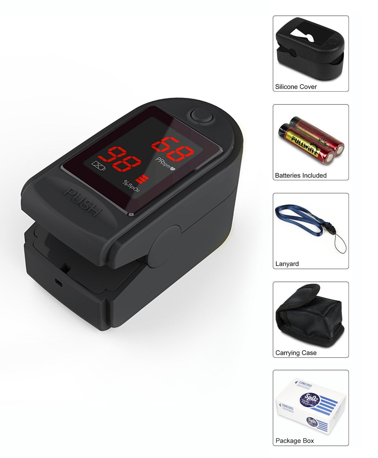 Concord Basics Finger Pulse Oximeter Black