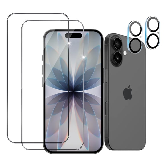 2 2 Pack Screen Protector for iPhone 17 6.3 Inch 2025 with Camera Lens Protector, Tempered Glass with Easy Installation , Anti-glare, Smooth Touch, Feel as Silk