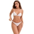 thumbnail image 4 of DARING DIVA Wirefree Triangle Bra Lightweight No Show Thong 2 Packs L White, 4 of 6