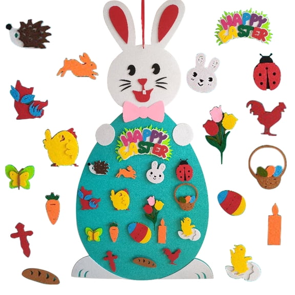 Luniquz Toddler Easter Felt Board Decorations for Home, Kids DIY Rabbit Crafts with Easter Egg and Bunny Detachable Puzzle Ornaments, Easter Wall Hanging Decoration Games Party Favors