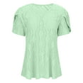 thumbnail image 4 of Munlar Peplum Spring Tops for Women Trendy Army Green Shirts V-Neck Hollow out Solid Color Loose Short Sleeve Blouses 2XL, 4 of 6