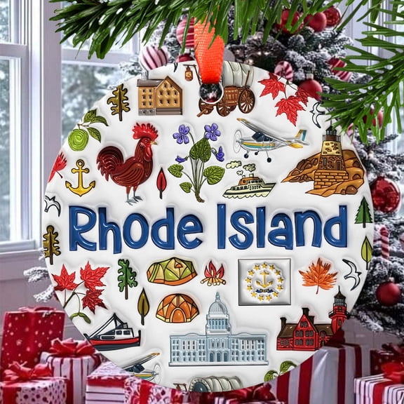 Rhode Island Christmas Ornament, Ceramic/Acrylic Ornament, Special Keepsake for Mother, Valentine Ornament Gift, Seasonal Festival Keepsake, Collectible 2025